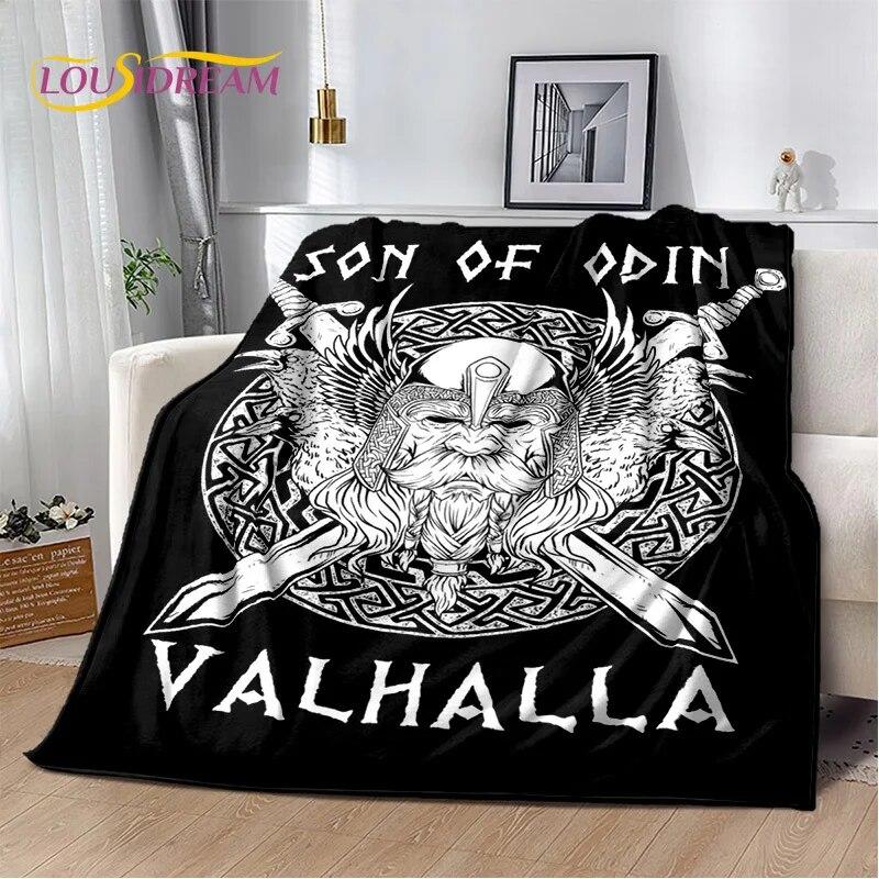 3D Viking Odin Valhalla Nordic Mythology Symbols Blanket,Soft Throw Blanket for Home Bedroom Bed Sofa Picnic Office Travel Cover