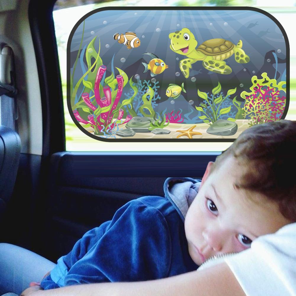 2Pcs Car Side Window SunShade Windscreen Roof Window Cartoon For Children Adults Adsorption SunShade Sunvisor with Storage Bag