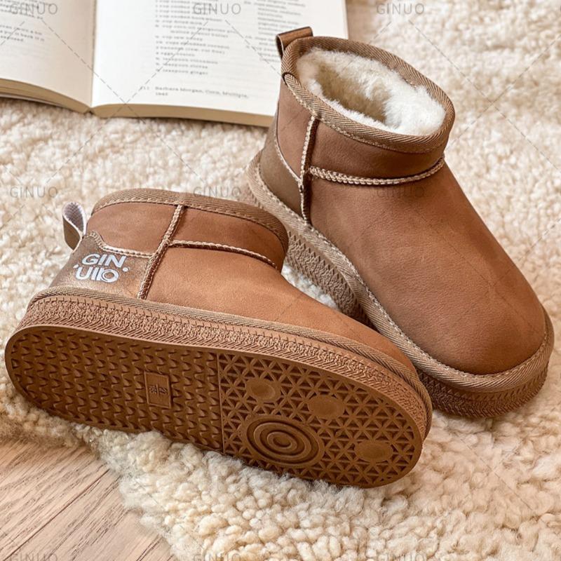 Зимние сапоги для девочек, новые хлопковые ботинки, утолщенные, короткие сапоги для девочек, большие хлопковые сапоги