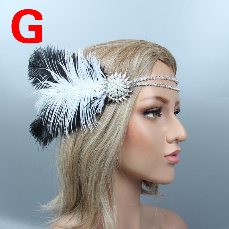 Women Hair Accessories Feather Headband Rhinestone Beaded Party Headpiece 1920s Vintage Gatsby MIT