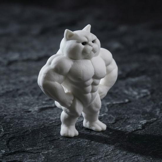 Статуэтка Мускулистый Кот, 3D-печатная стоячая фигурка мускулистого кота, Забавная причудливая фигурка котенка, Настольное украшение для гостиной, спальни, офисного стола, шкафа