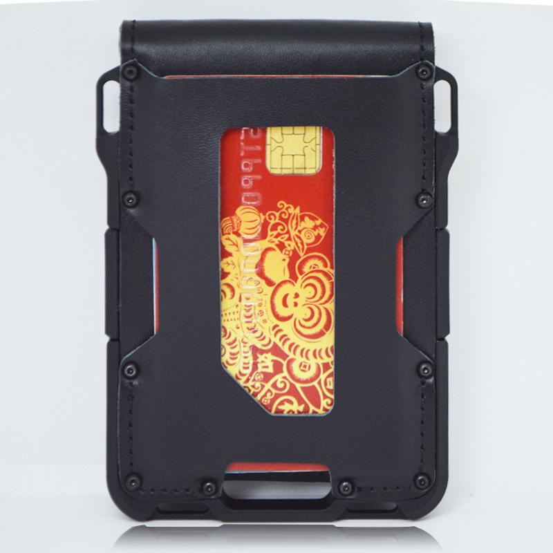 RFID Metal Antimagnetic Aluminum Alloy Card Package Multifunctional Men's Leather Credit Card Business Card Case Wallet