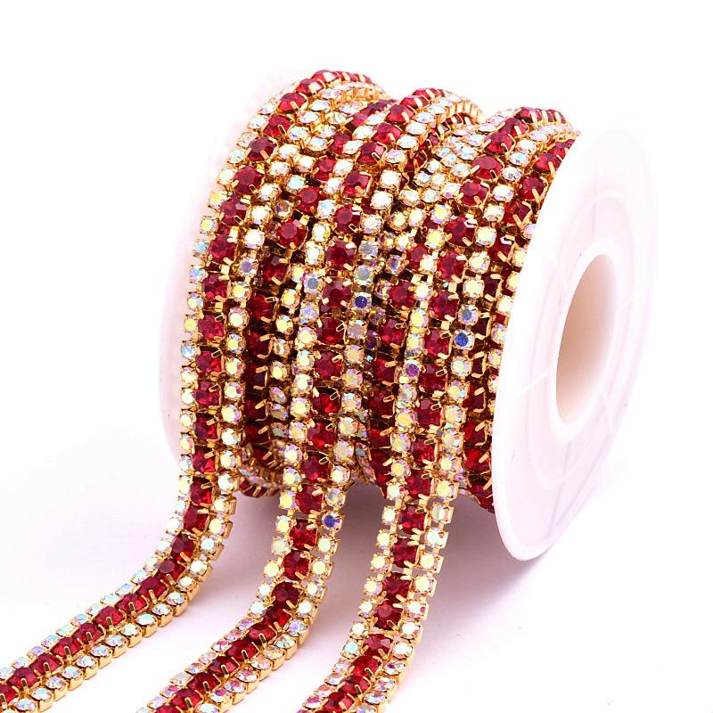 3 ряда из двух маленьких и одной большой золотой нижней цепочки с когтями, стразы, интенсивные декоративные аксессуары для одежды своими руками