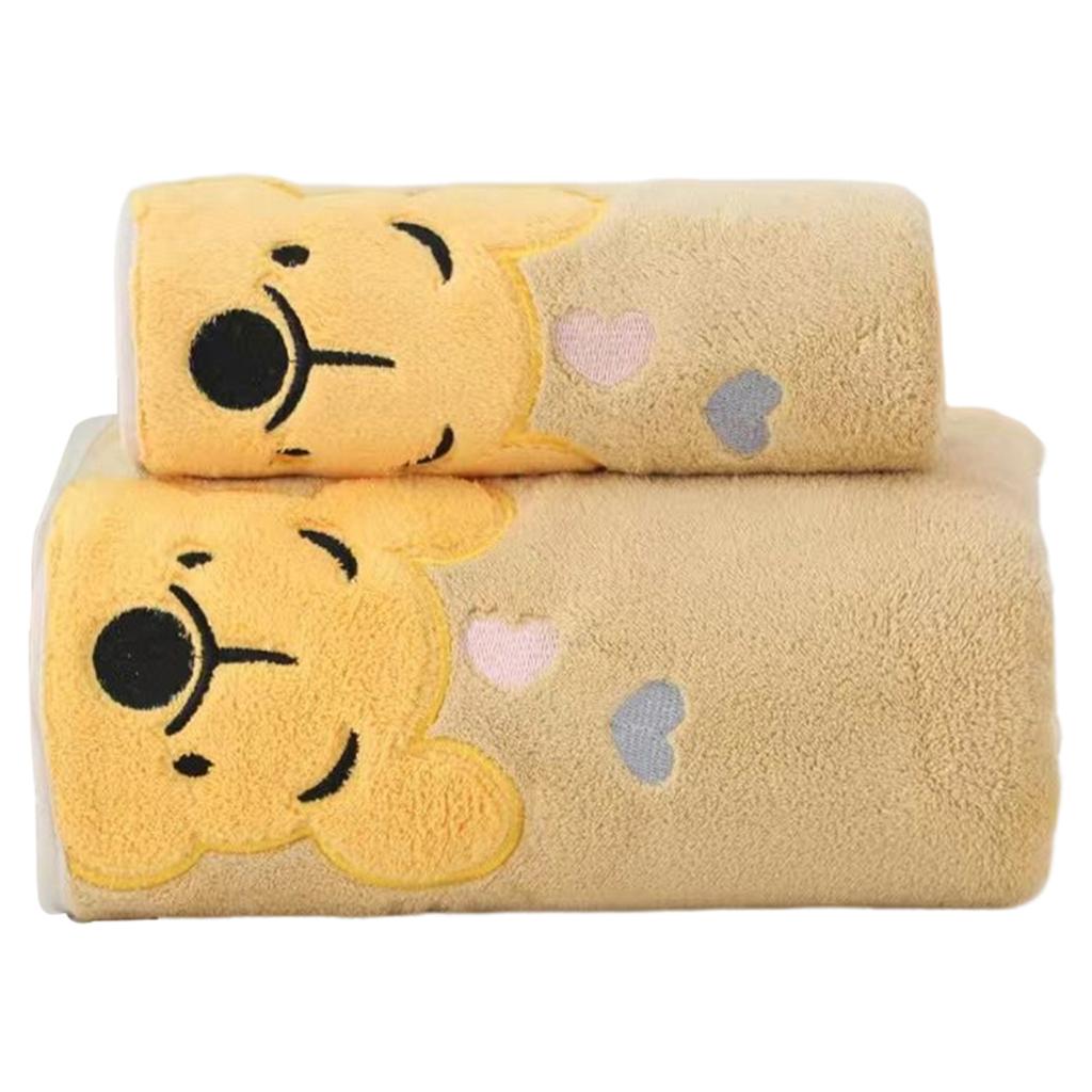 2 шт./компл. детское коралловое флисовое полотенце с рисунком медведя, утолщенное мягкое водопоглощающее быстросохнущее прямоугольное полотенце для душа, банное полотенце, комплект мочалок