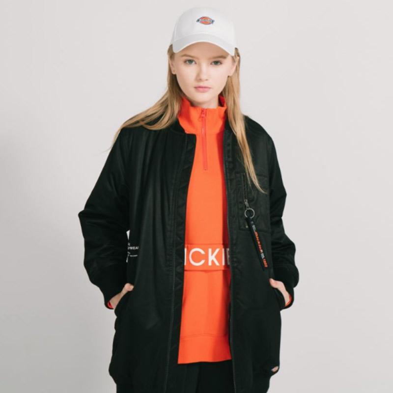 Dickies Однотонная свободная куртка с множеством карманов Хлопковое пальто Женская верхняя одежда Черный DK008100BLK