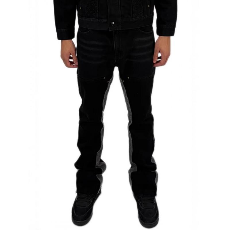 Vintage Washed Distressed Raw Hem Denim Jeans Men Women Streetwear Loose Flared Trousers Fall