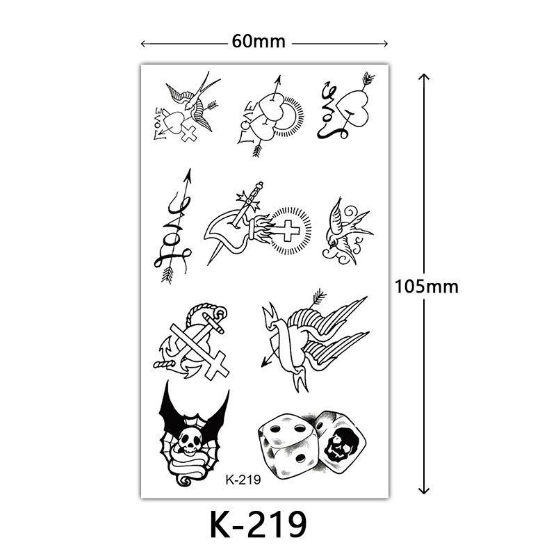 English Letter & Flower Butterfly Tattoo Stickers - Waterproof & Sketch Line Design