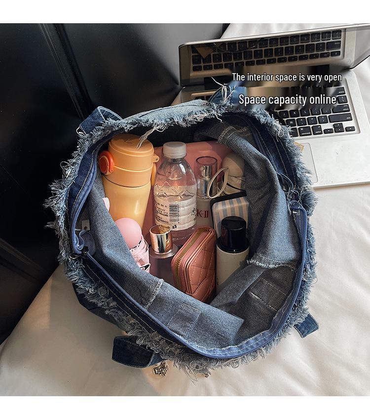 Градиентная джинсовая сумка-тоут большой вместимости - Универсальная сумка через плечо для поездок