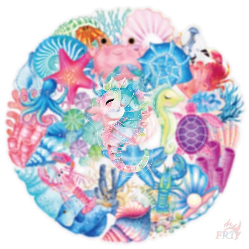 50Pcs/Set Watercolor Marines Animals Series 01 PET Stickers Waterproof DIY Fashion Doodle Decals Stickers