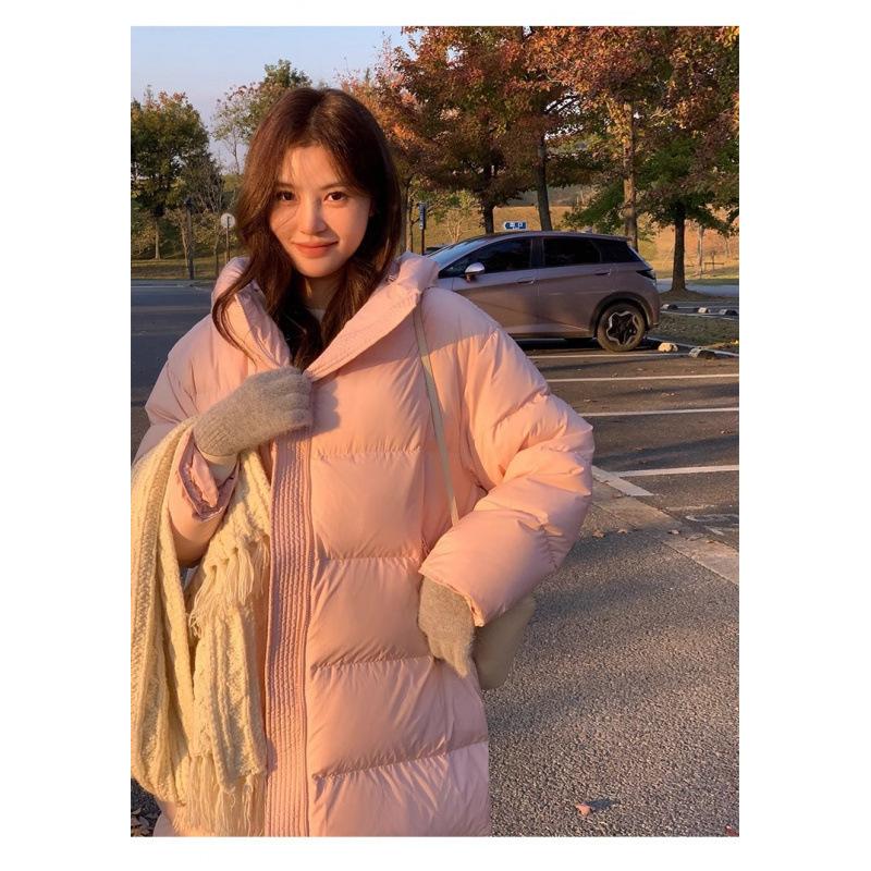 Интернет-знаменитость белая куртка-пуховик для женщин 2024 года, новое среднее и длинное свободное утолщенное зимнее пальто до колена