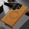 For Samsung Galaxy S25 Ultra Case Compatible with MagSafe Leather Back Phone Cover