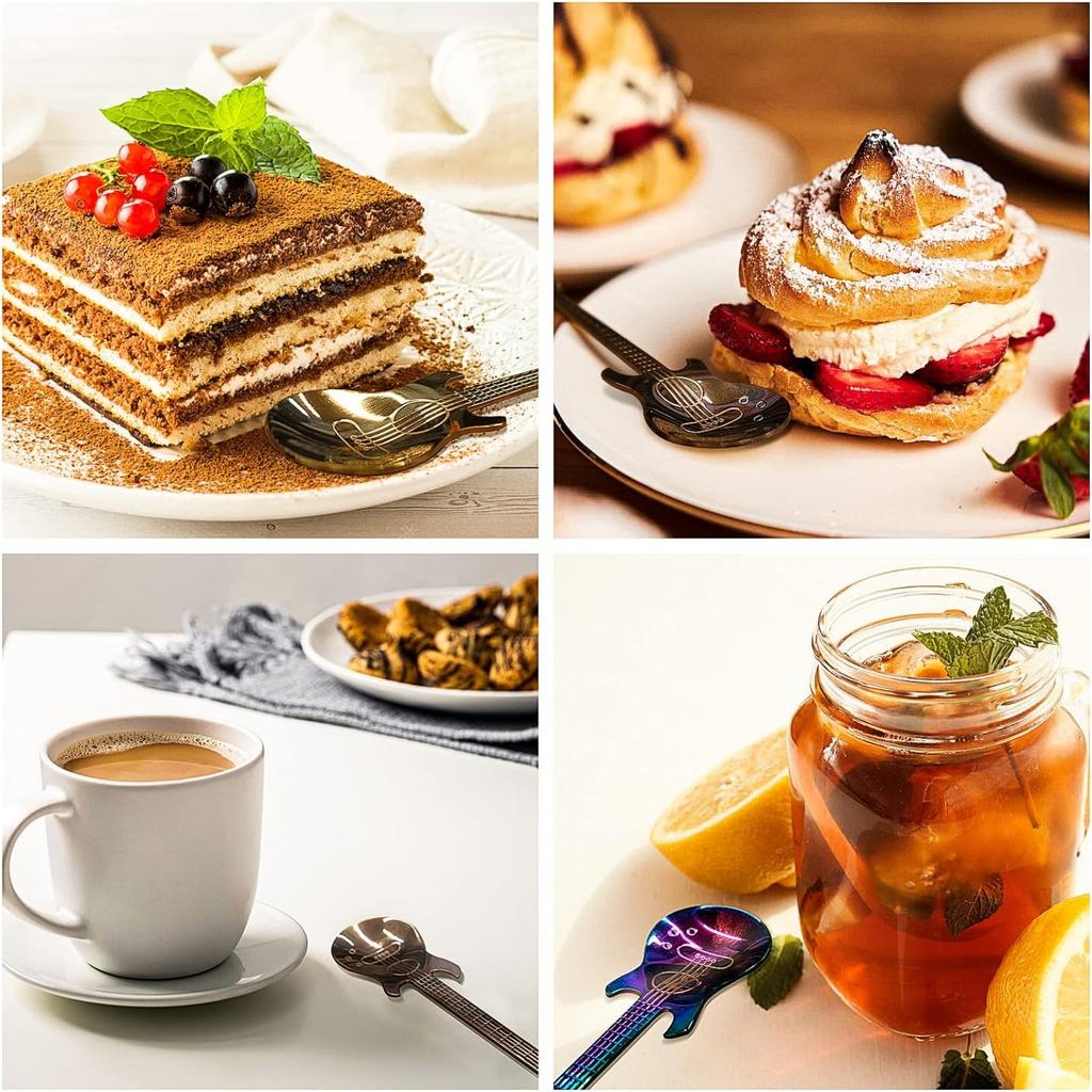 Набор из 1 шт. Кофейная ложка из нержавеющей стали в форме гитары, креативная и уникальная ложка для перемешивания десертов, кухонные принадлежности