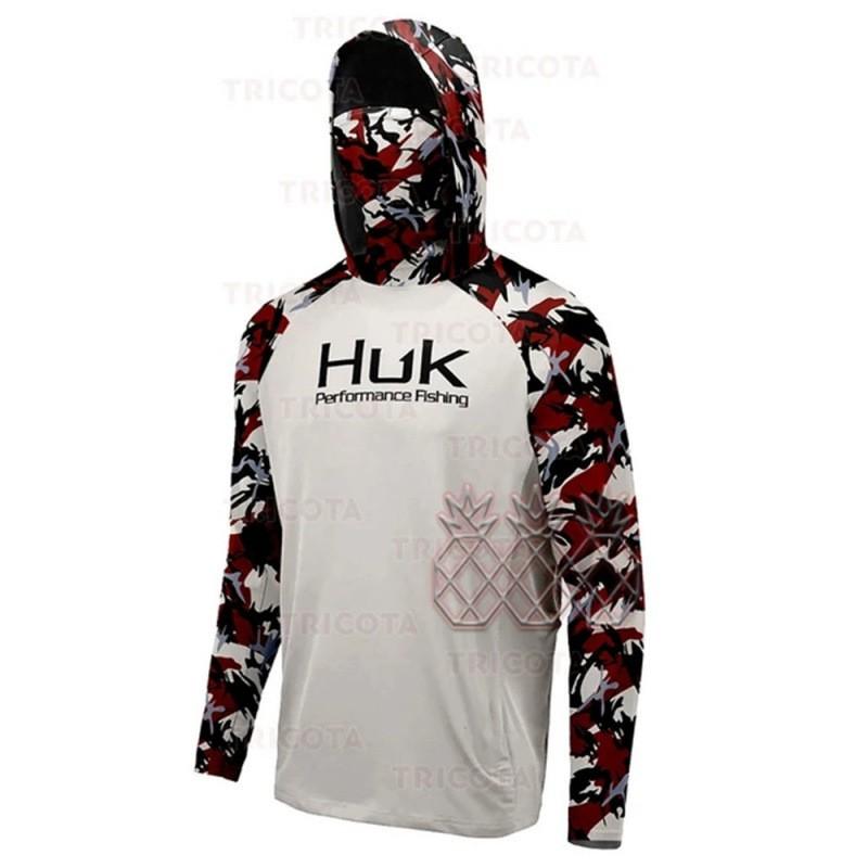 Mens Camo Fishing Hoodie With Face Cover UPF 50 Sun Protection Quick Dry Long Sleeve Outdoor Performance Shirt