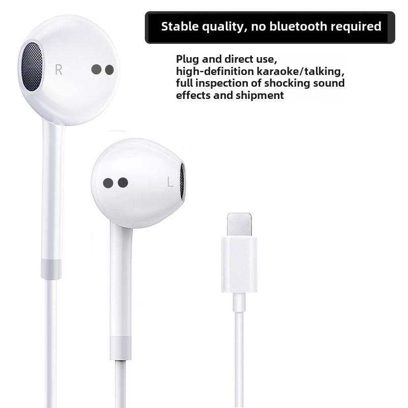Compatible Wired Earphones for iPhone 11/12/13/14 Pro Max Flat Head (Non-Bluetooth)