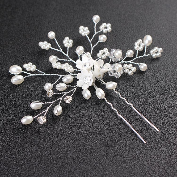 Свадебный головной убор, матовый цветок, аксессуары для волос, свадебные украшения ручной работы, жемчужная шпилька в форме диска, вилка для волос