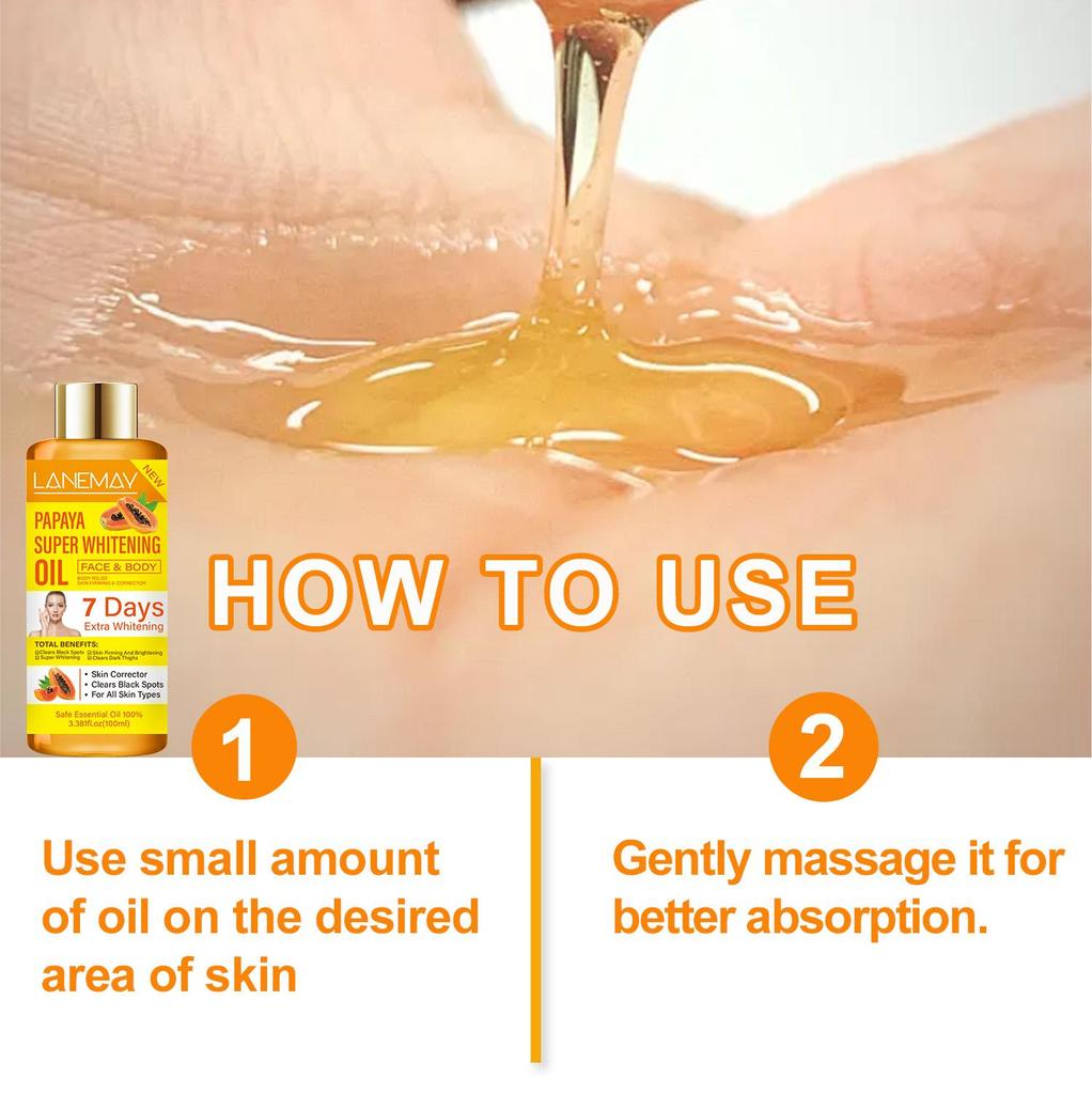 Масло папайи для супер отбеливания - Подтягивающее и осветляющее кожу - Устраняет пигментные пятна - Подходит для всех типов кожи, 100 мл