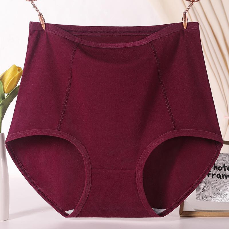 Женские трусики с высокой талией красного цвета для женщин среднего возраста и пожилых людей, большие размеры