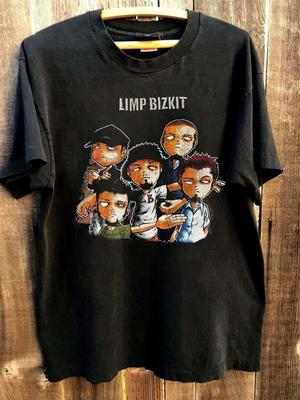 Limp Bizkit 2001 Мультяшный Графический Базовая Черная Мужская Женская Футболка vtg NH22930 Унисекс Футболка