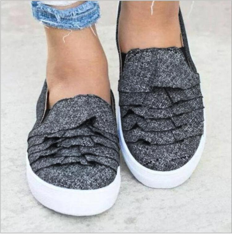 Женские мокасины большого размера на платформе с оборками, туфли на плоской подошве, женские повседневные туфли-лодочки, женские мокасины из флока, обувь 987