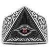 Retro Ancient Ring Eye God Triangle Amulet Talisman Egypt Egyptian Pyramid Protect Power Jewelry Gift Hip Hop Rock Goth Gothic