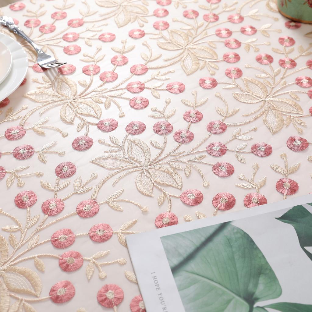 Lace Tablecloth Double-Layer Mesh Embroidery Hollow Table Cloth Coffee Table Cover Towel Small Fresh Tablecloth