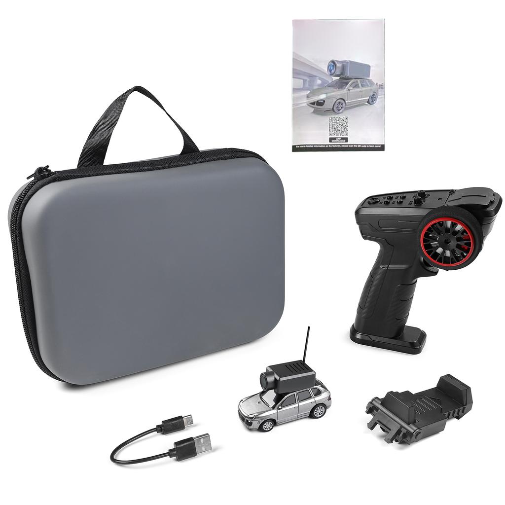 Mini RC Camera Car 1:64 Scale, 2.4G Remote and APP Controlled Toy Vehicle with HD Magnetic Camera, LED Lights, Fun Toy