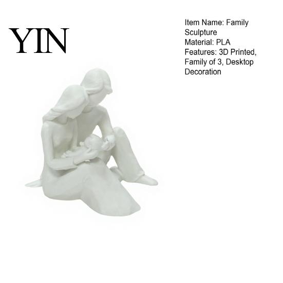 Parent Child Sculpture 3D Printed Family of 3 Sculpture, Modern Father Mother Son Art Piece Figurine, Decorative Statue for Home Office Shelf Elegant