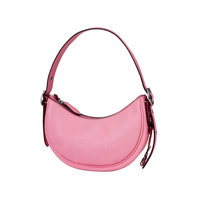 COACH Luna 27 zipper closure soft pebbled leather hand-held crossbody shoulder bag women's floral pink