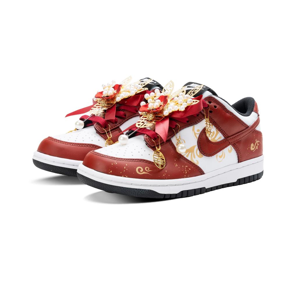 Nike Dunk Slip Resistant Abrasion Resistant Low top Skateboard Shoes Women's Red CW1590-100(Team44-)