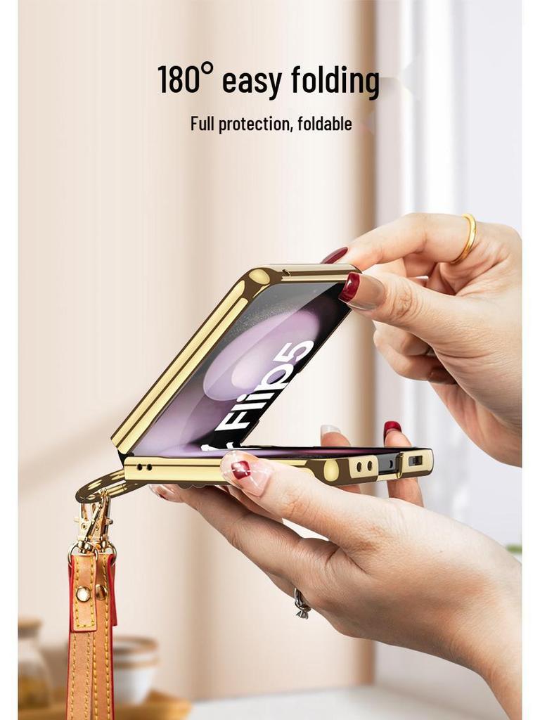 Чехол-кроссбоди для телефона Samsung Z Flip 5 с регулируемым шнурком и ремешком, Жесткий корпус