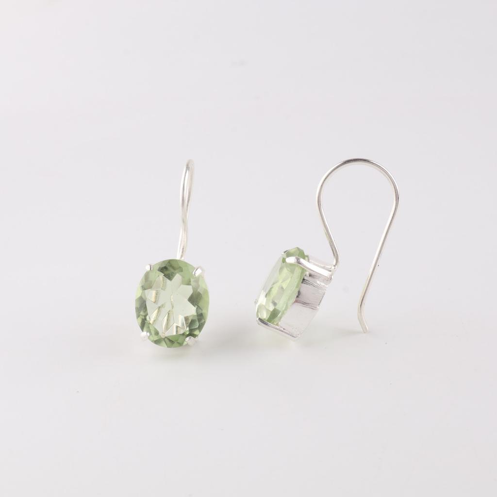 Натуральный зеленый аметист драгоценный камень 925 стерлинговое серебро ювелирные изделия бохо серьги 1.05" EE-173-12