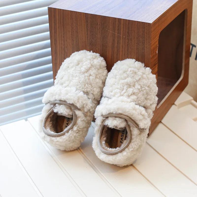 2024 Ins Keep Warm меховые туфли для девочек зимние новые модные корейские туфли с мягкой подошвой, нескользящие, универсальные, принцесса, повседневные туфли на плоской подошве