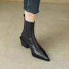 Fashion Black Matte Women's Boots 2024 Classic Pointed Toe Winter Platform Boots Comfortable and Versatile Square Heel Female Footwear