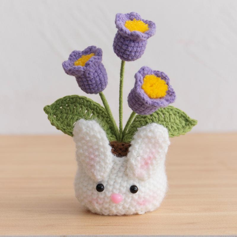 New Animal Crochet Flower Pot Cute Handwoven Flowers Knitting Flower Bookshelf Car Decoration Friends Gifts