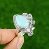Стерлинговое серебро Натуральный ларимар Полумесяц Штабелируемое эффектное кольцо Ювелирное изделие