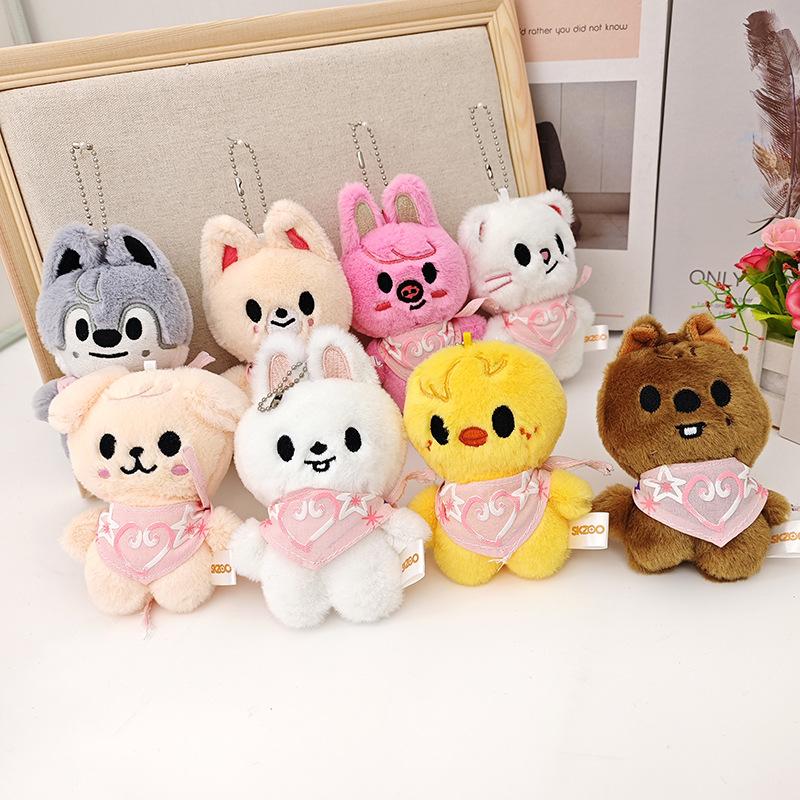 10CM Stray Kids Plush Children's Toy Keychain Water Scarf Doll Animal Bag Pendant Pendant Children's Toy Gift