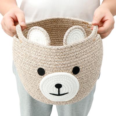 Корзина для хранения 'Медведь' из хлопкового шнура, многоцелевой органайзер для мелочей и игрушек, складной, бытовой подарок, корзина для белья