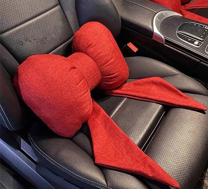 Подголовник для автомобильного сиденья Bow Lumbar Подголовник для автомобиля Lumbar Подушка для шеи Kawaii Car Accessories Подушки для салона для женщин
