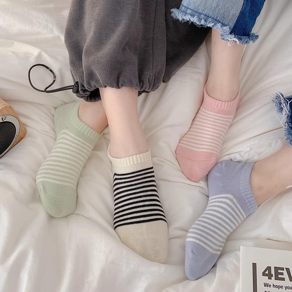 Striped Socks, Children'S Boat Socks, Spring And Summer Thin Cotton Socks, Light Mouth Non-Slip, And Candy-Colored Summer Invisible Socks