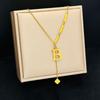 All-match Letter Necklace Cube Pendant Jewelry Accessories Luxurious Fashion Chain  Mother's Day