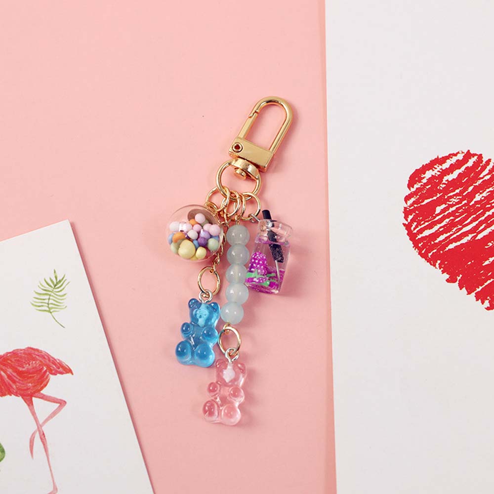 Girls Cute Acrylic Bag Pendant Candy Women Fashion Accessories Key Ring Keyholder Bear Key Chain