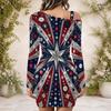Women Plus Size One Shoulder Chain Strap Long Sleeve Star Geometric Printed Bodycon Mini Dress