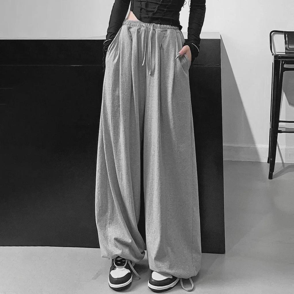 "Women's High Waist Drawstring Harem Pants - Slim, Casual, Versatile, Wide-Leg Bloomers"