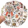 50 Штук Наборов Стикер-Книжек для Мелких Предметов в Древнем Стиле, Стикеры для Чехла Телефона в Китайском Стиле с Фонариками