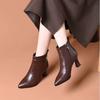High Heel Pointed Boots Women's Soft Leather Fine Heel Boots Versatile Medium Boots Autumn and Winter High Heel Fashion Boots Women