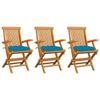Day and Night - Day and Night Garden Chairs 3 Units Teak Wood with Light Blue Cushions