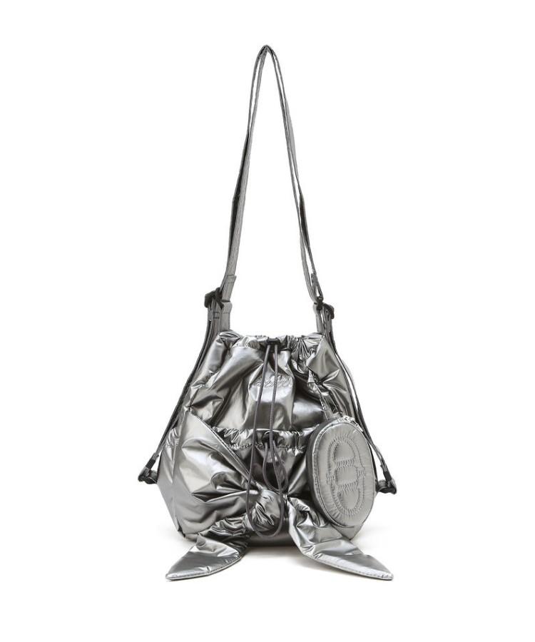 Athe Vanessabruno [Ruban] Glossy Gray Ribbon Backpack And Shoulder Bag Mini Aaba6E940G2