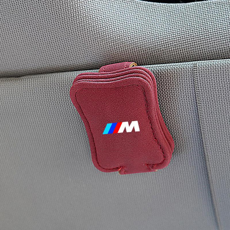Car Fur Leather Glasses Clip Suede Card Case Sunglasses Bracket For BMW M Emblem E46 E36 E34 F10 E90 F30 E60 F30 E53 E30 E92 E87 FCT7