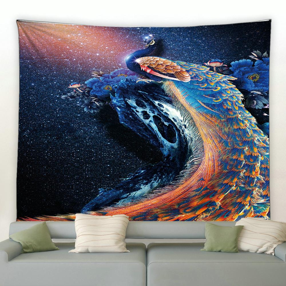 Красочные птицы, цветы, растения, настенный гобелен, украшение для спальни, фоновое одеяло, гобелен с павлиньим узором