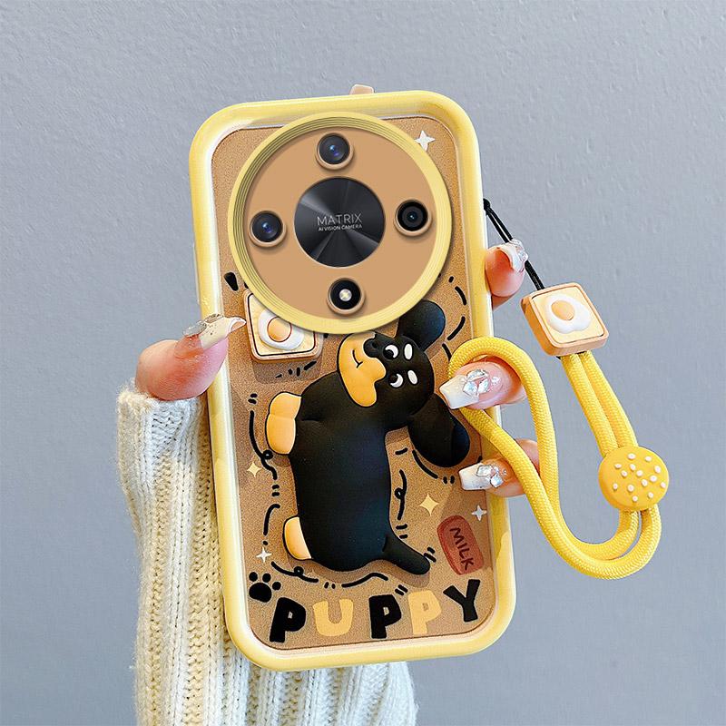KEYSION Противоударный чехол для HONOR X9b 5G со шнурком, силиконовый милый 3D-чехол для телефона с мультяшной куклой для Huawei Honor Magic 6 Lite 5G